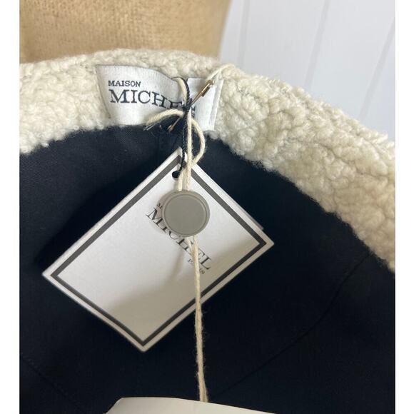 NWT Maison Michel Paris "Milton" Leather and Shearling Trapper Hat Size L - Picture 5 of 6